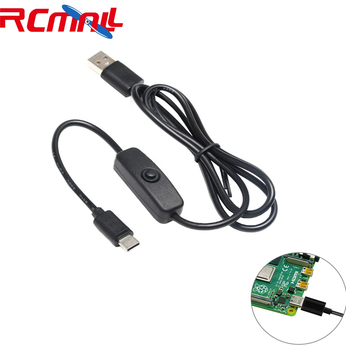5 в 3A Кабель адаптер питания USB для Type C шнур с переключателем ВКЛ/ВЫКЛ Raspberry Pi 4 Modle B