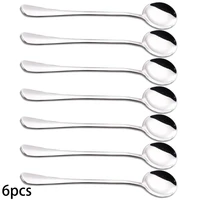 6pcs long stainless steel spoons ice cream cocktail teaspoons coffee soup tea spoons 18 93 6cm cocina gadget tableware