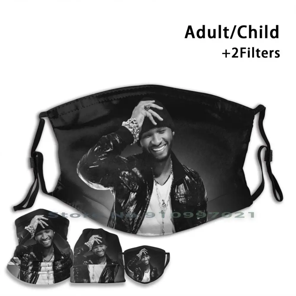 

Usher Washable Reusable Mouth Face Mask With Filters For Child Adult King Pop Music Singer Roll Rocker Bowie Freddie Bob Dylan