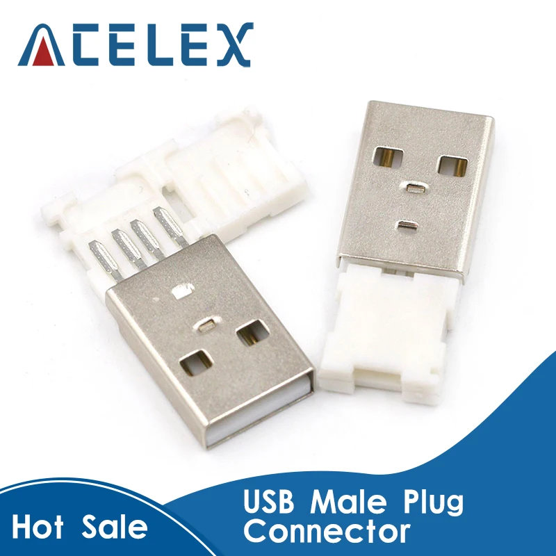 

10 шт., USB 2,0 Штекерный разъем с белым складным корпусом