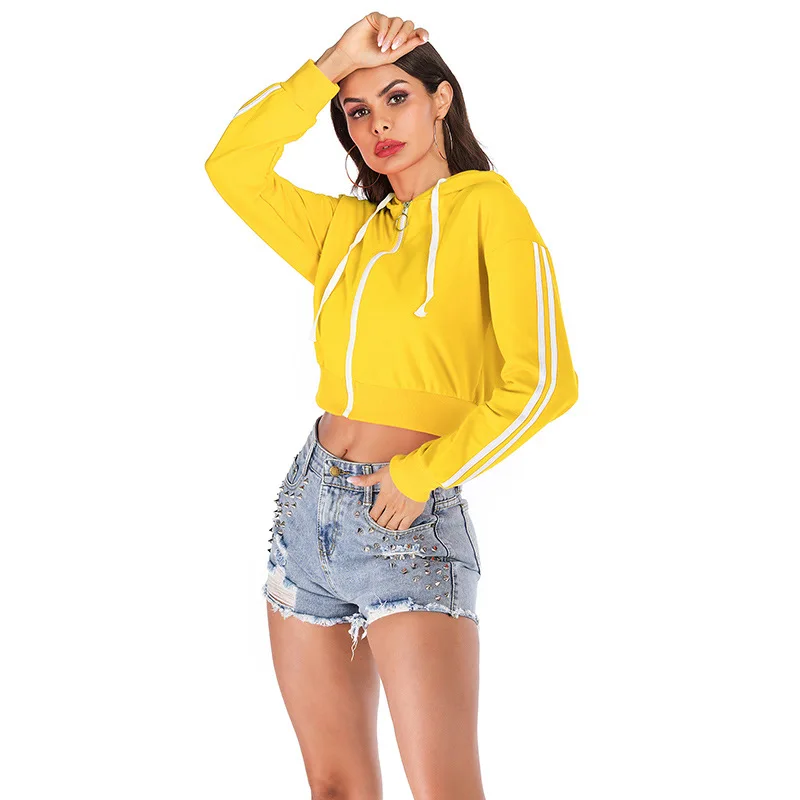 Оранжевые укороченные толстовки женские весенние пальто 2021 топы на молнии с