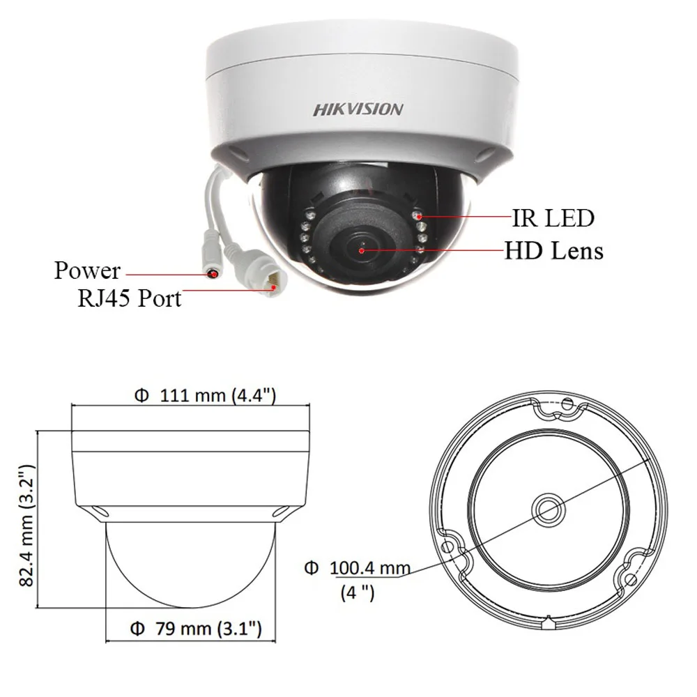 Оригинальная внешняя купольная IP-камера Hikvision DS-2CD1143G0-I 4 МП H.265 английская