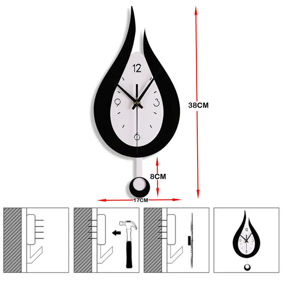

Modern White Waterdrop Diy Design Clock Creative Quartz Wall Stickers Clock Acyrlic Wall Pendulum Clock Home Living Room Decor