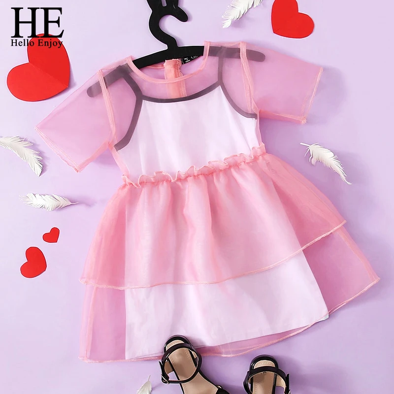 HE Hello Enjoy Kids Dresses for Girls Summer Children's Party Costumes Princess Birthday Belle Red Ball Gown 2-6 Clothes | Детская