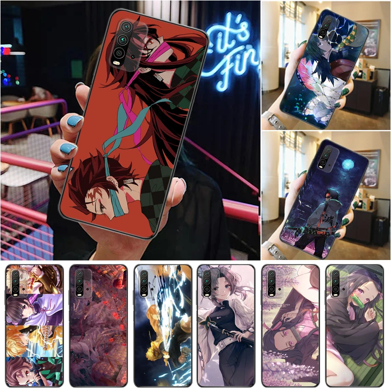

Demon Slayer Kamado Nezuko Kimetsu No Yaiba Kamado Tanjirou Agatsuma Zenitsu Phone Case For Xiaomi Redmi 9 9T 9A Pro Carcasa