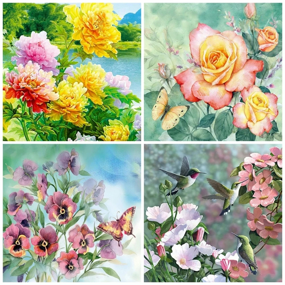 

5D Diamond Painting Flower Mosaic Peony Rose Orchid Rhinestone Embroidery Home Decoration Handmade Wall Art Cross Stitch Kits