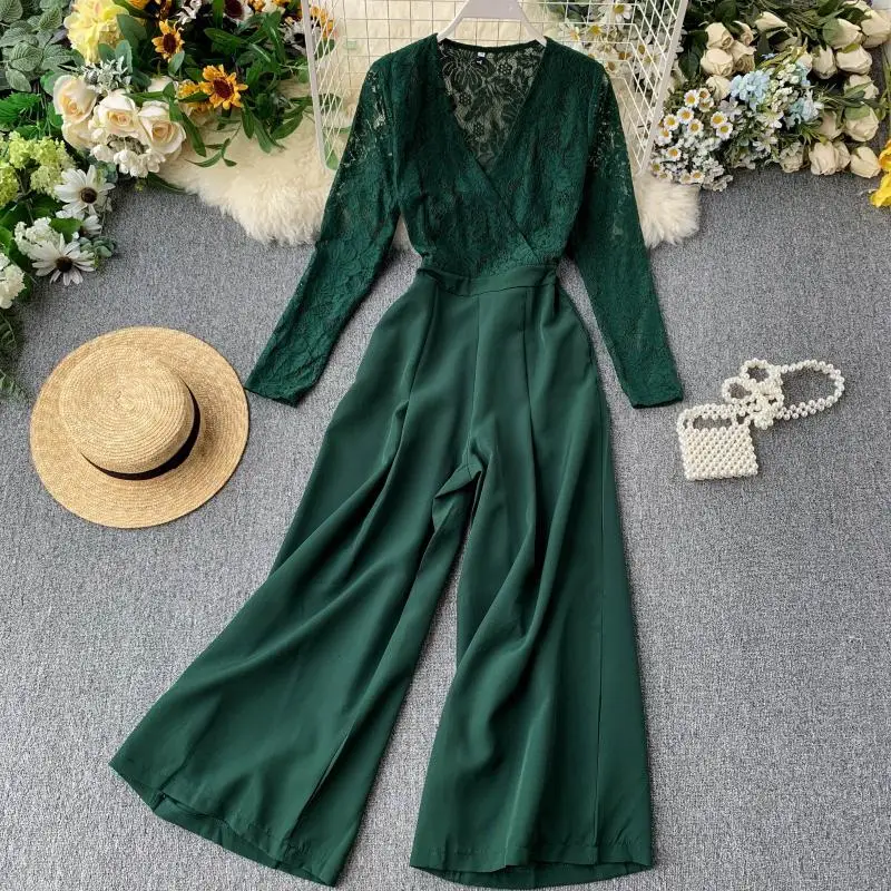 Новинка 2019 Модный женский комбинезон кружевной длинный рукав для похудения