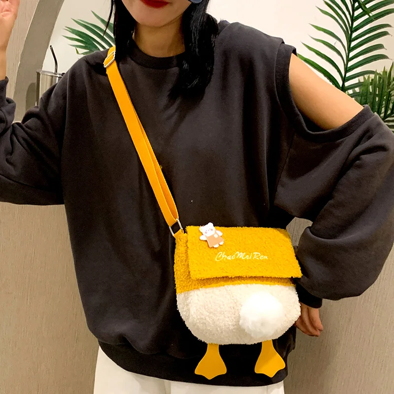 

Lamb Hair Cute Mobile Phone Bag Female Plush New Furry Joker Shoulder Messenger Bag