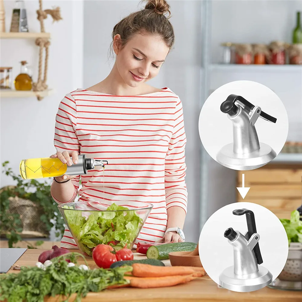 

Olive Oil Vinegar Bottle Stainless Steel Container Dispenser No-Drip Bottle Modern 650ml Large Capacity Kitchen Accessories