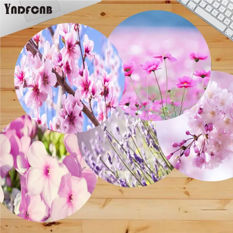 

Круглый коврик для мыши для ноутбука, компьютерный Настольный коврик для России с розовым цветочным принтом, для игр