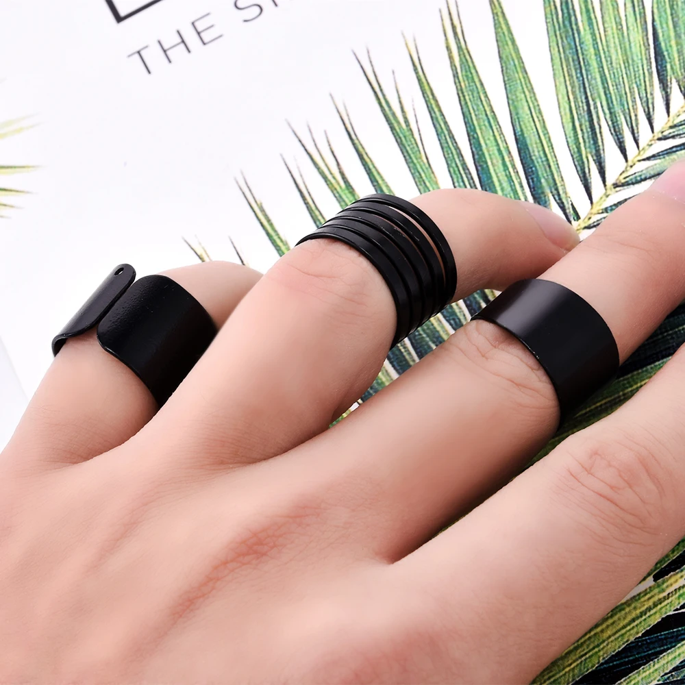 3 шт. модные кольца в стиле панк для женщин Anel Anillos черные простые на концах