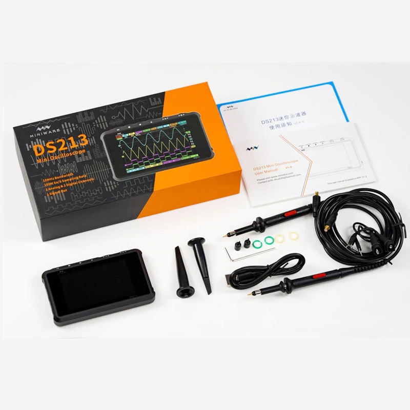 DS213 MINI Digital Oscilloscope Portable LCD Display 4 Channel 15MHz 100MS/S USB Oscilloscopio Pocket-Sized Storage | Инструменты
