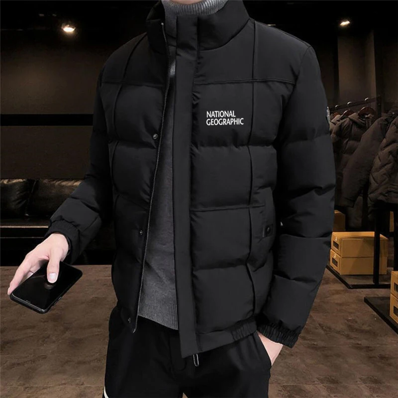 

2022 Winter Men National Geographic Down Jacket Windbreaker Zipper Thick Warm White Duck Parka Jacket Waterproof Plush Coat Male
