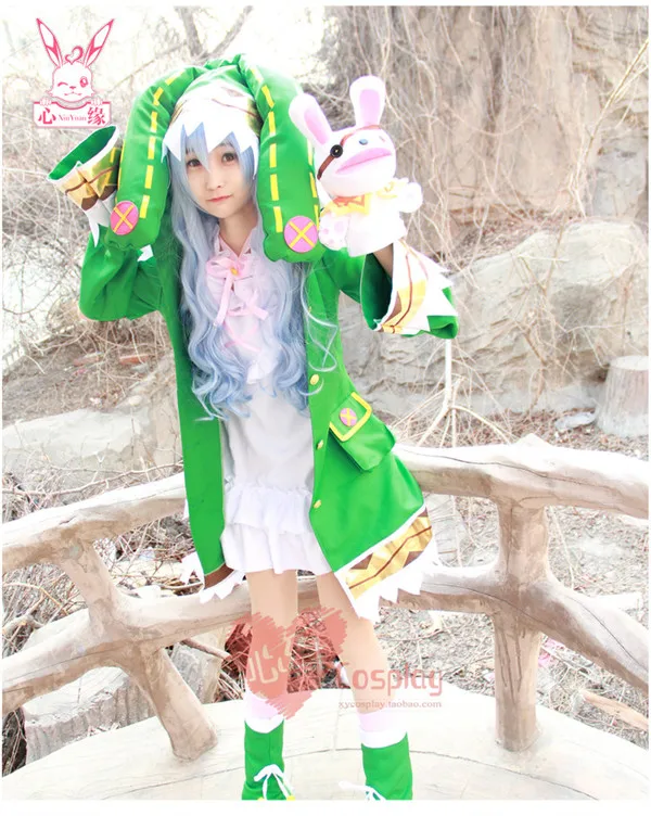 

Аниме Дата живой Yoshino Косплей костюмы зеленый с капюшоном Женское пальто для девочек наряд на Хэллоуин полный комплект A