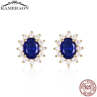 dazzling clear zircon real sterling silver 925 blue cubic zircon earrings for women wedding anniversary jewelry