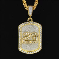 2021 popular european and american hiphop glitter 23 army brand necklace dog rhinestone hip hop pendant personalized jewel