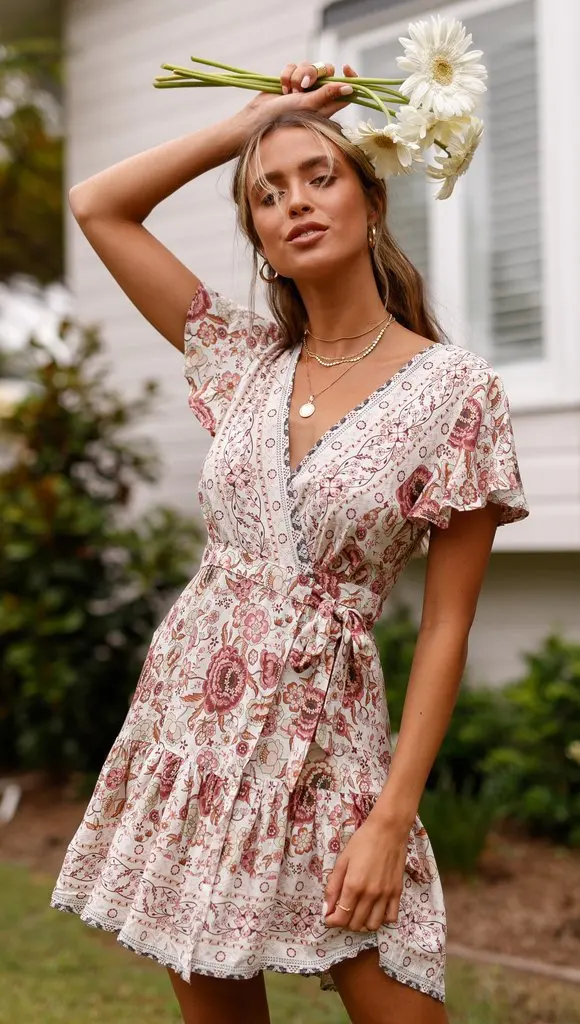 

V-neck holiday print dress casual dress women's clothing birthday dress for women party dress woman dress