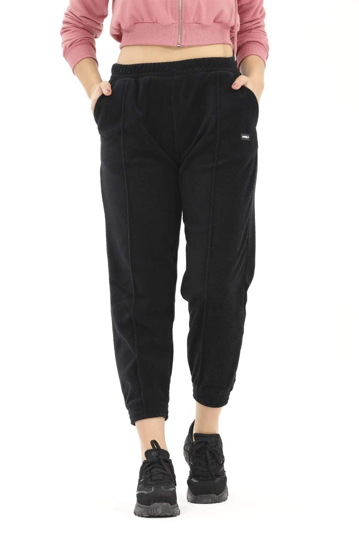 Для женщин Şardonlu рыси колеса черные спортивные штаны|Брюки| |