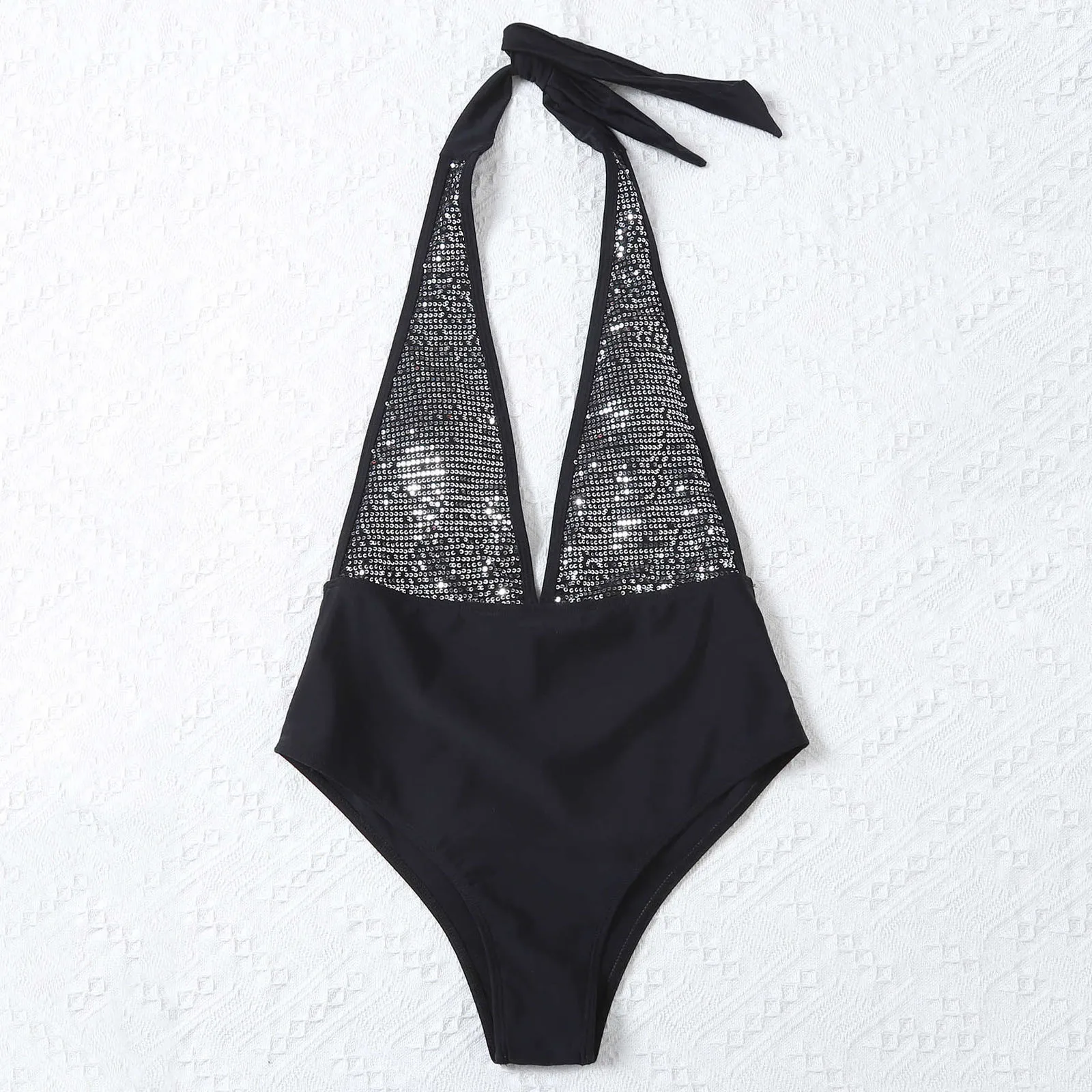 2021 Сексуальное Женское бикини с блестками Цельный купальник Женский бандажный