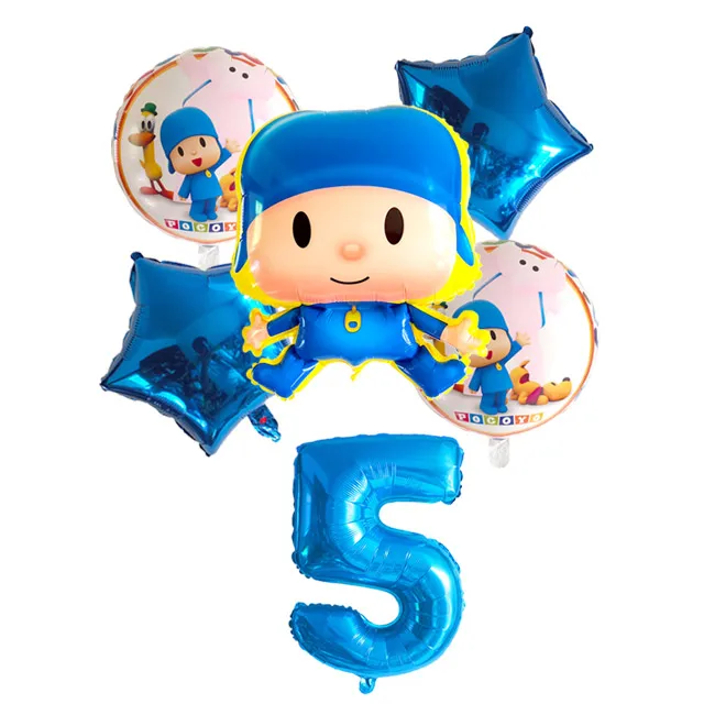 6 шт./партия Pocoyo номер фольги Воздушные шары набор детский душ День Рождения Вечеринка крестины Декор поставки детские игрушечные фигурки из мультфильма globos - Цвет: Оранжевый