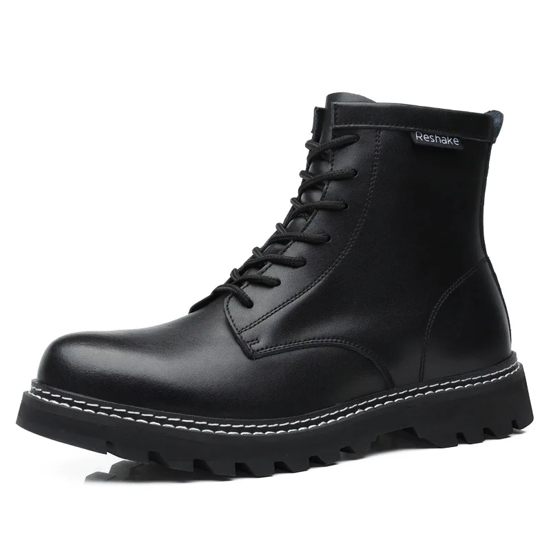 Ботильоны мужские из бычьей кожи кожаные ботинки на шнуровке зимняя обувь