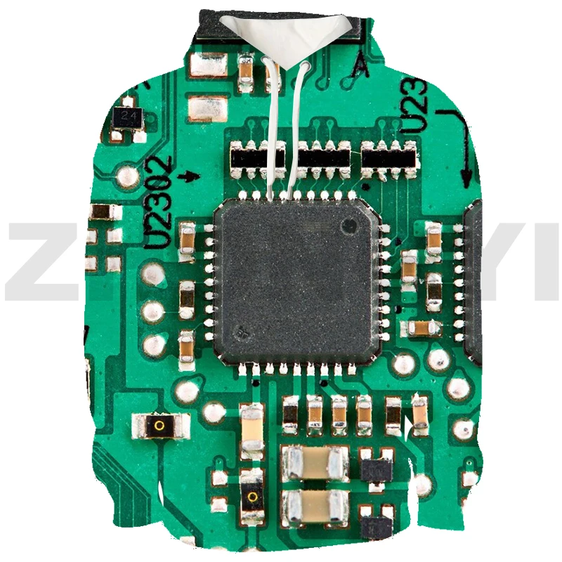 

Cool 3D Circuit Chip Hoodie Hip Hop Mens Sweatshirts Oversized Circuit Board Funny Graphic Hoodies Casual Fashion Couple Clothes