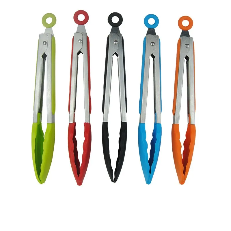 

Silicone Food Tong Stainless Steel Kitchen Tongs Silicone Non-slip Cooking Clip Clamp BBQ Salad Tools Grill Kitchen Accessories