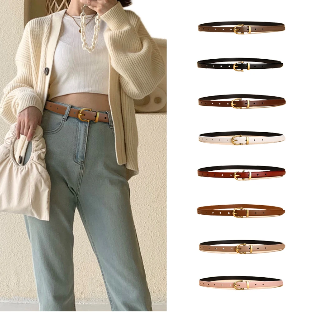 

1.8cm Wide Women Genuine Leather Thin Belts Luxury Design Classic Retro Beltversatile Decorative Women Jeans Dress Waistband
