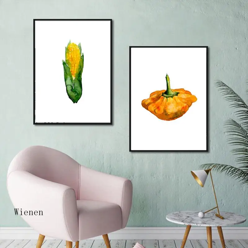 

Colorful Vegetables Canvas Painting Photo Modern Minimalist Image Corn Tomato Cabbage Food Wall Art Poster Print Home Decoration