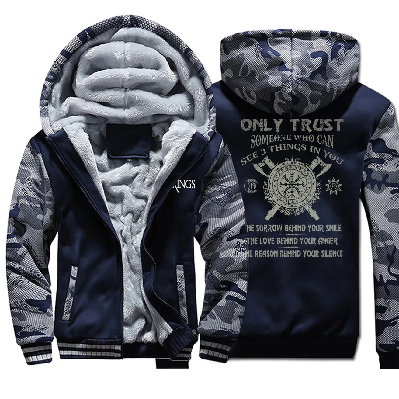 Толстовка мужская зимняя камуфляжная с капюшоном в стиле викингов - купить по