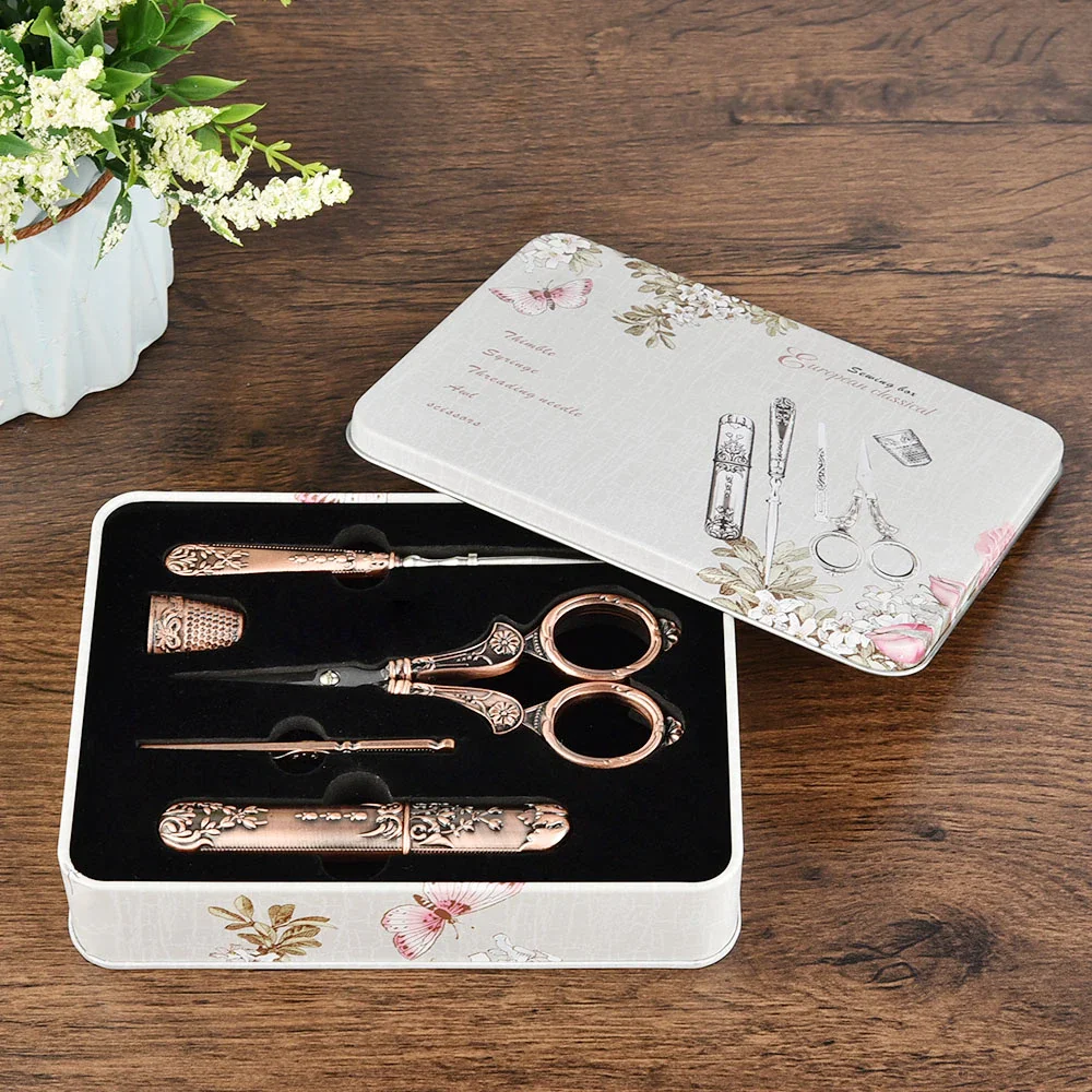 

Retro Scissors Set Vintage Scissors Threader Thimble Embroidery Scissors Sewing Scissors Tailor Scissors Cross Stitch Supplies