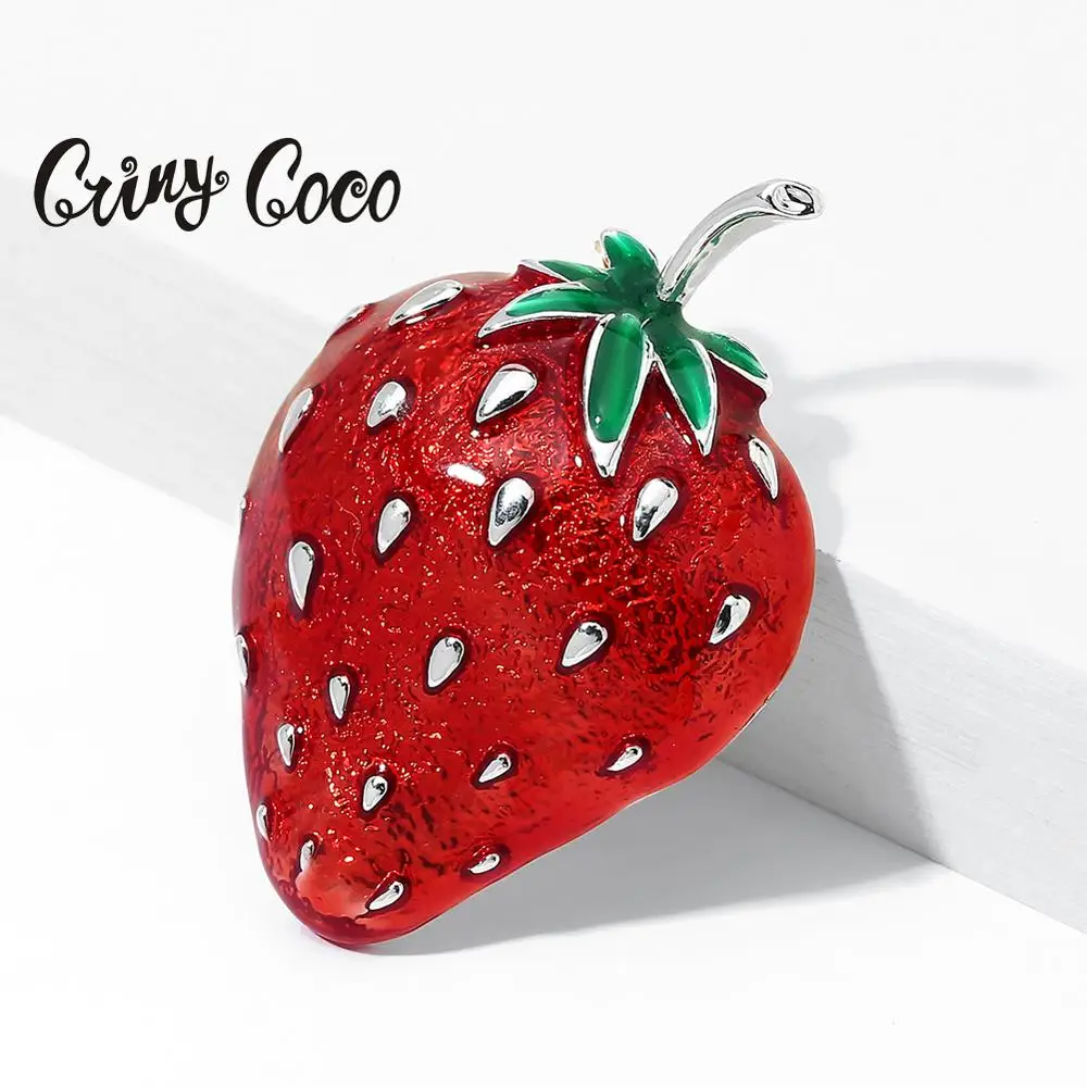Брошь в виде клубники Cring Coco ярко красная брошь из металлического сплава значок