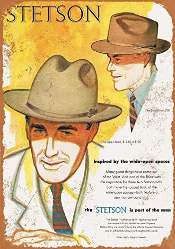 

Metal Sign Stetson Hats 8X12 Inches