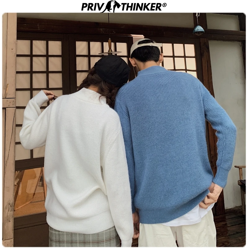 Privathinker пара Осень-зима одноцветные пуловеры верхняя одежда для мужчин и женщин
