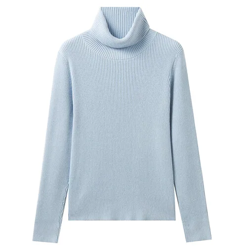 Giordano женская вязаная кофта с высоким воротом и длинными рукавами из натурального хлопка - Цвет: 21Blue