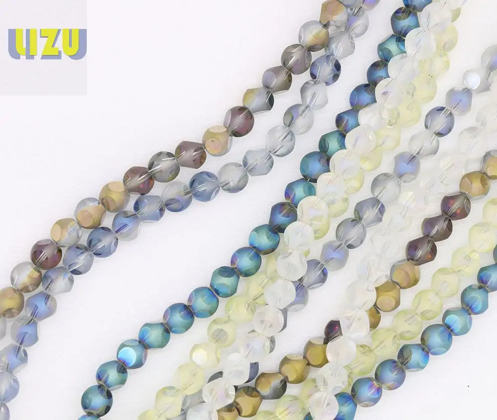 Круглые матовые шеститочечные хрустальные бусины с цветным покрытием 100 шт. 6 мм