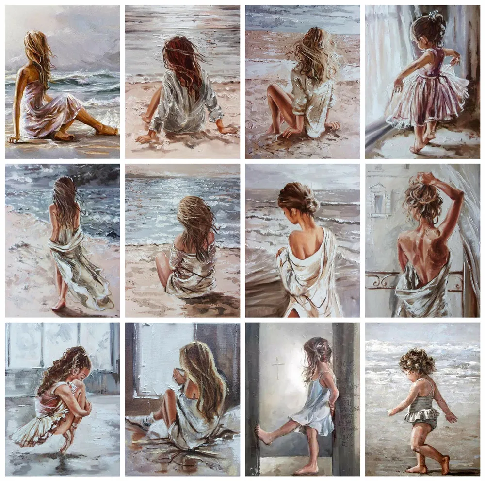 

Canvas Size 5D DIY Diamond Painting New Portrait Pictures Of Rhinestones Diamond Embroidery Sale Girl Seaside Full Mosaic Craft