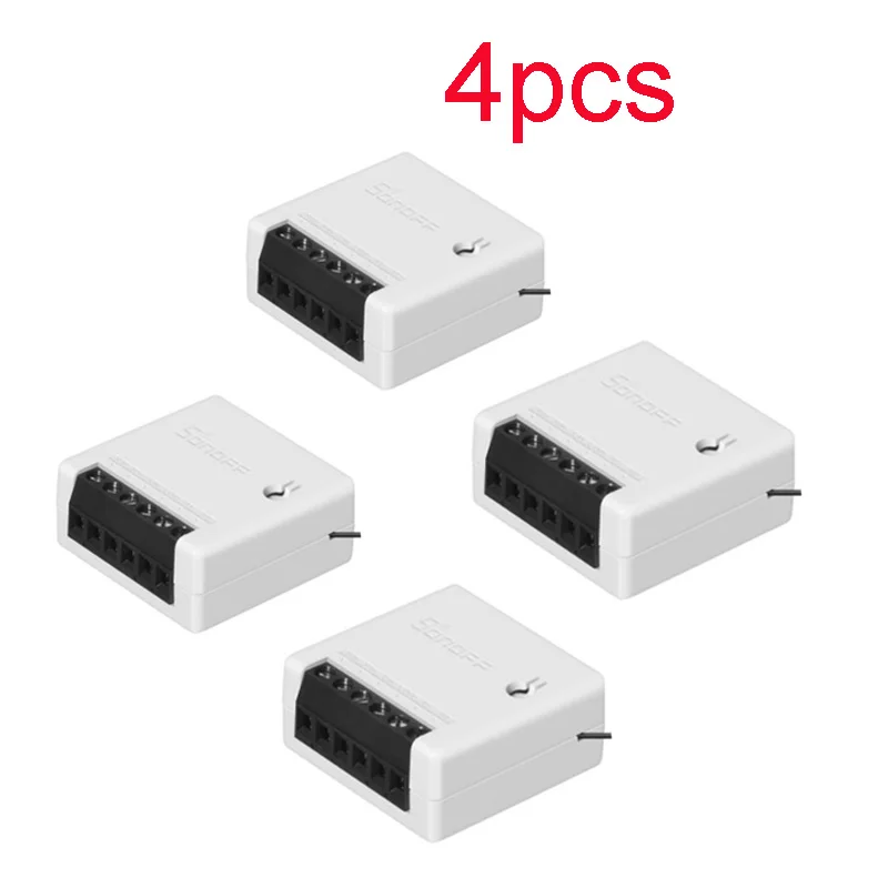 Sonoff mini 4pcs 1/2/3/5/6/8/10 шт. Sonoff мини Two Way интеллигентая(ый) Wi-Fi для переключателя «сделай сам» Умный дом автоматизации Дистанционное Управление переключатели работать с Alexa - Комплект: Sonoff mini 4pcs