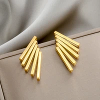 ramos design geometric stainless steel stud earrings minimalist metal gold square earrings for women bijoux femme 2021