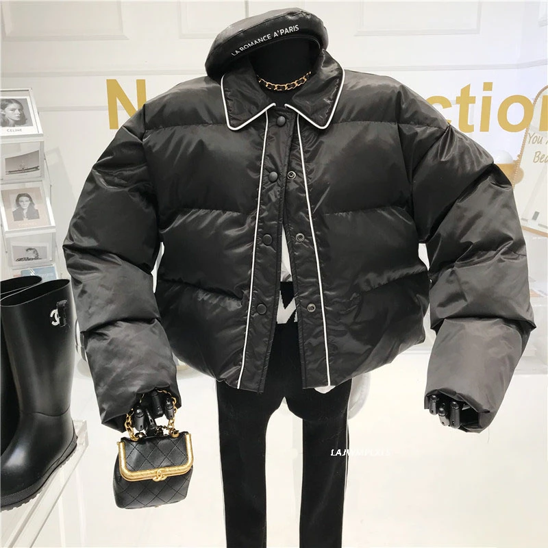 Корейская мода 2020 новинка простая осенне-зимняя короткая куртка Женская Толстая