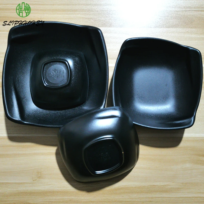 

4/5/6/7 Inch Black Frost Square Soup Bowl Restaurant Hotel Tableware A5 Melamine Ware Imitation Porcelain Dinnerware
