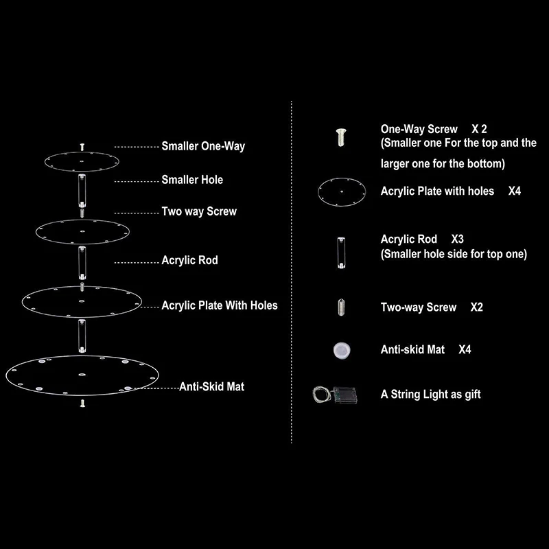 4 Слои прозрачный СВЕТОДИОДНЫЙ светильник Акриловая подставка для кекса торт