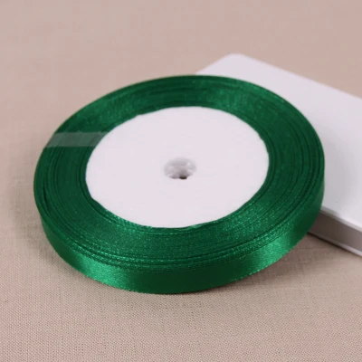 (25 ярдов/рулон) зеленая односторонняя атласная лента для украшения
