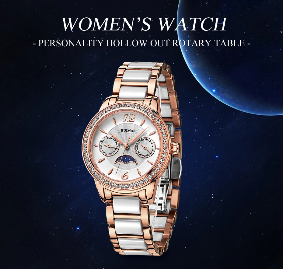 Ruimas женские часы Роскошные Кварцевые для женщин Элегантные наручные с