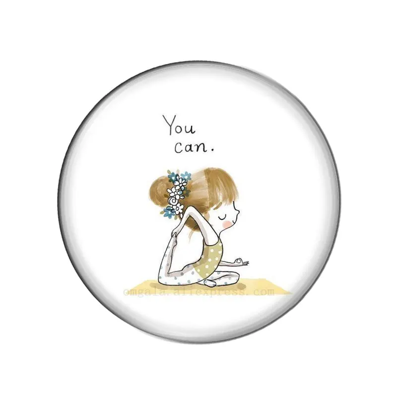 Йога девочка мультфильм мотивационные цитаты стекло Кнопка ювелирные изделия DIY