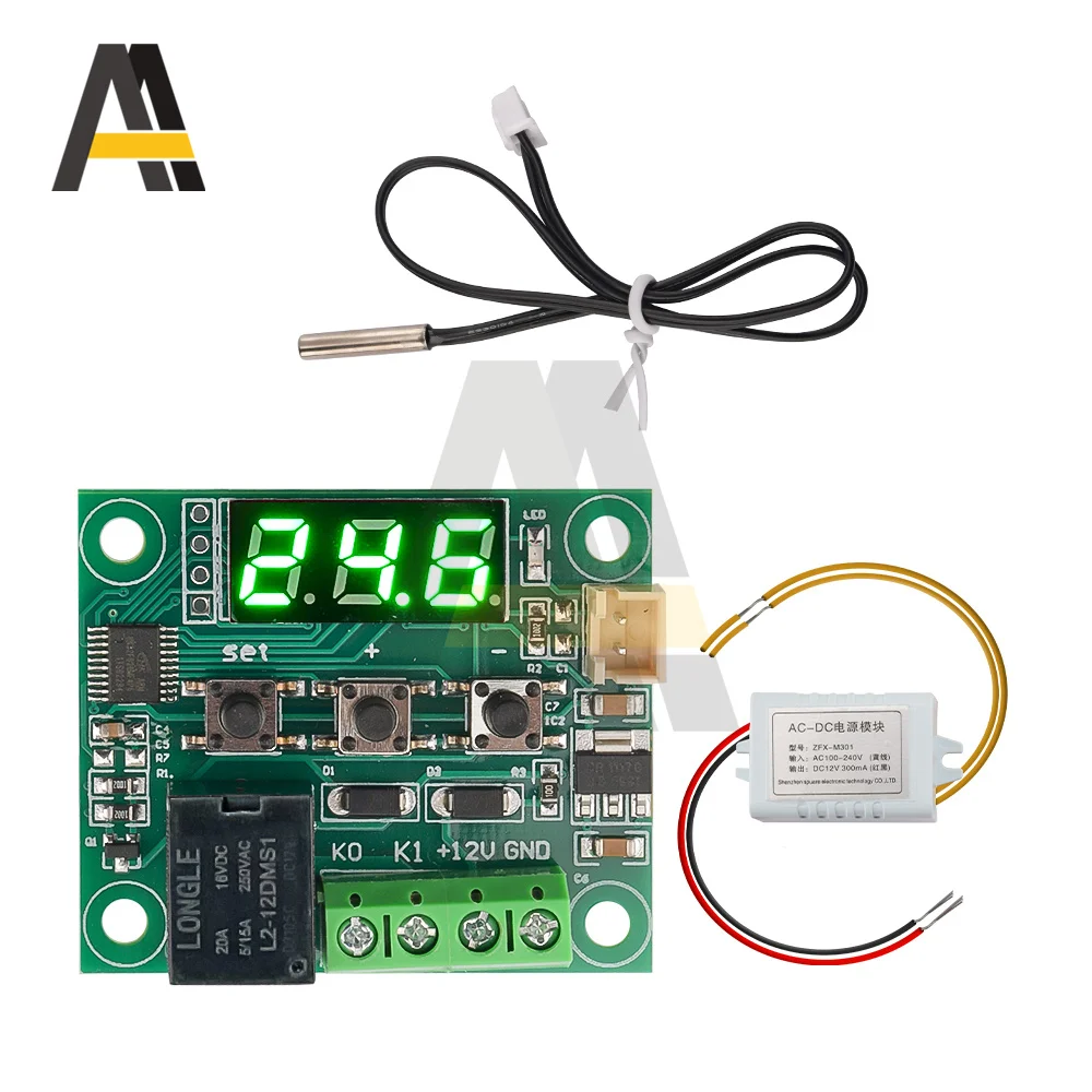 

W1209 LED Thermostat DC5-24V Temperature Controller Incubation Thermostat NTC Sensor AC110-220V Temperature Control Switch