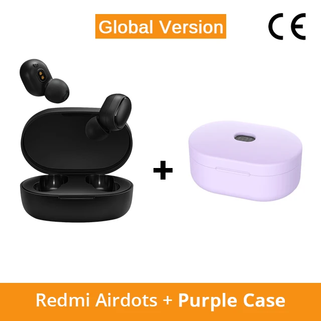 Оригинальные Xiaomi Redmi AirDots Беспроводные Bluetooth 5,0 наушники-вкладыши стерео бас наушники с микрофоном свободные наушники - Цвет: CE Add Purple Case