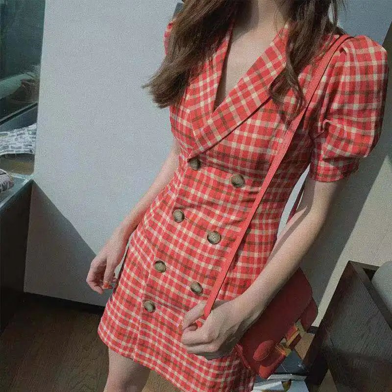 2019 новый французский женские ботильоны в ретро стиле клетчатый костюм для