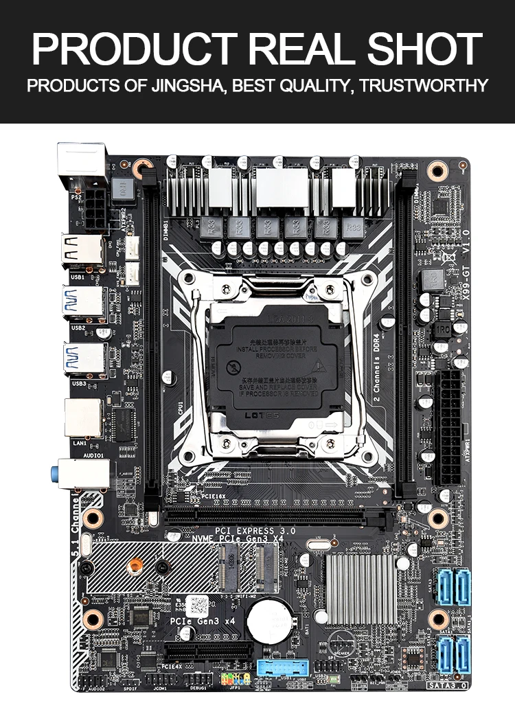 

JINGSHA X99 Dual Channels XEON LGA 2011-3 motherboard DDR4 Memory With NVME M.2 WIFI-M2 USB 3.0 PCI-E 16X And E5 V3 V4 CPU