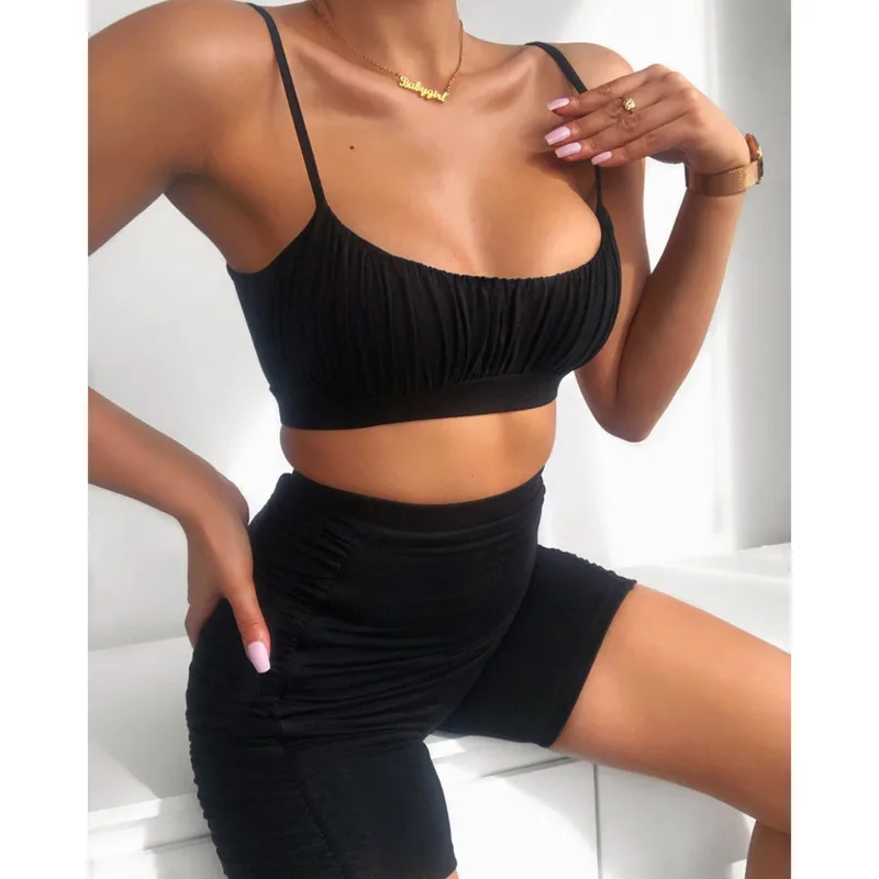 Пикантный комплект PFFLOOK из двух предметов с рюшами короткий топ без рукавов